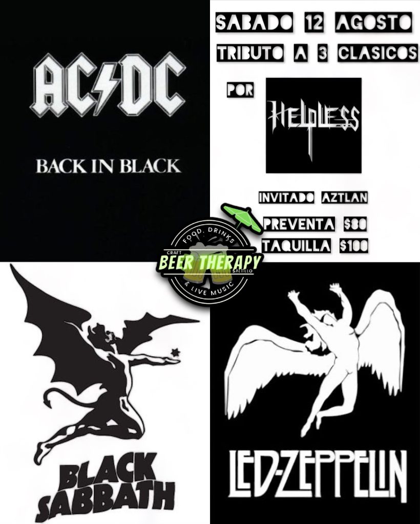 AC/DC • Led Zeppelin • Black Sabbath • Tributo por HELPLESS en Beer Therapy