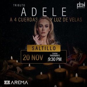 Tributo a Adele a 4 Cuerdas y luz de velas, en Saltillo