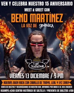 Meet & Greet con Beno Martínez en El Hijo Desobediente