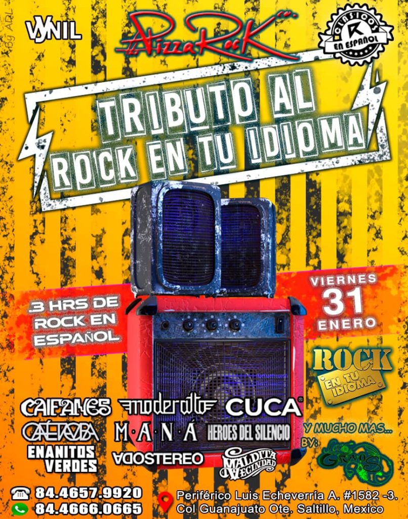 Tributo al Rock en tu idioma en Pizza Rock