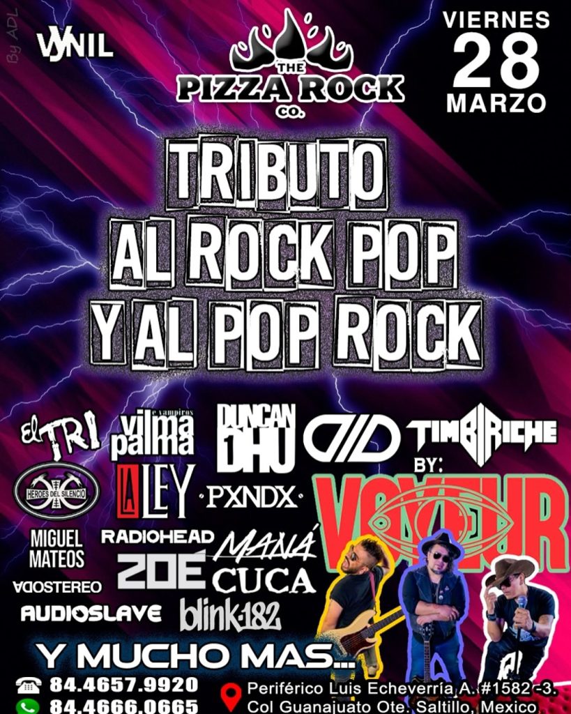Tributo a Rock Pop y Pop Rock en Pizza Rock