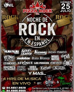 Noche de Rock en Español en Pizza Rock