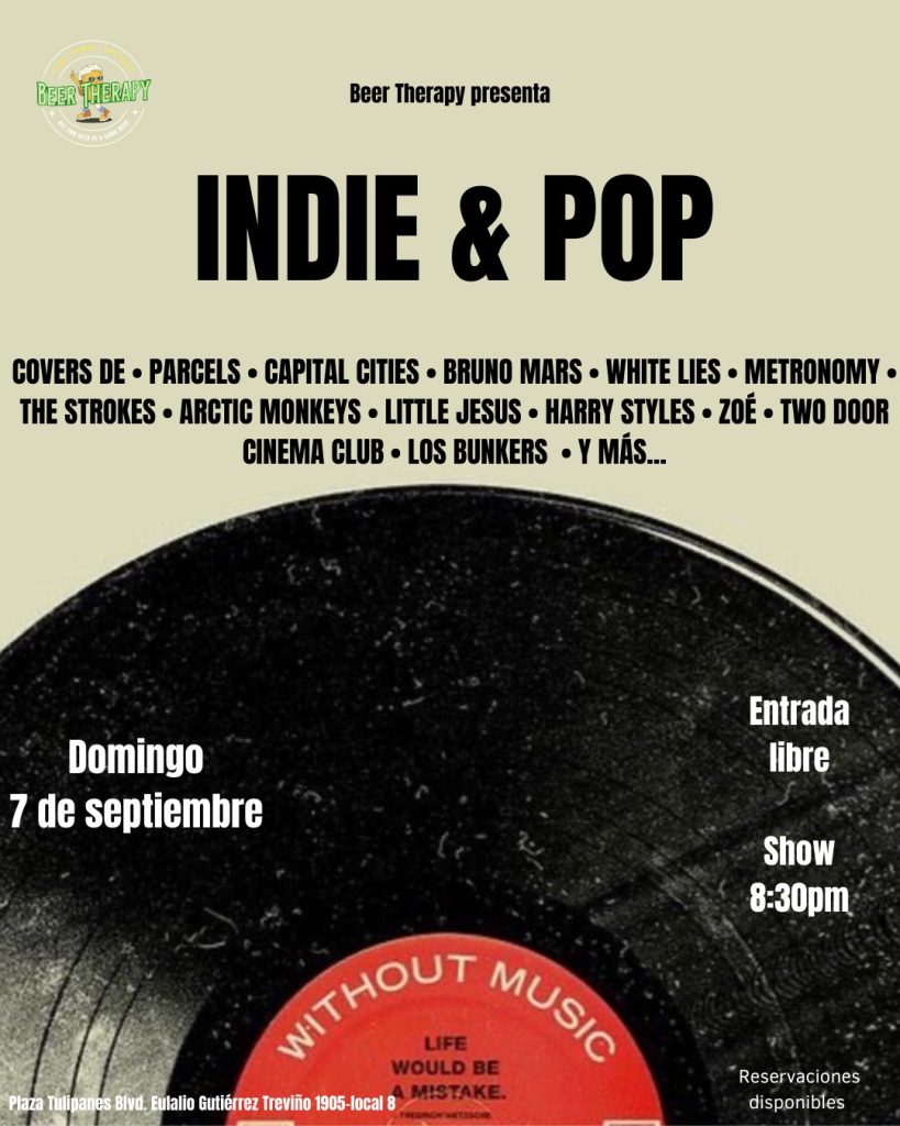 Domingo de noche POP INDIE ROCK en Beer Therapy