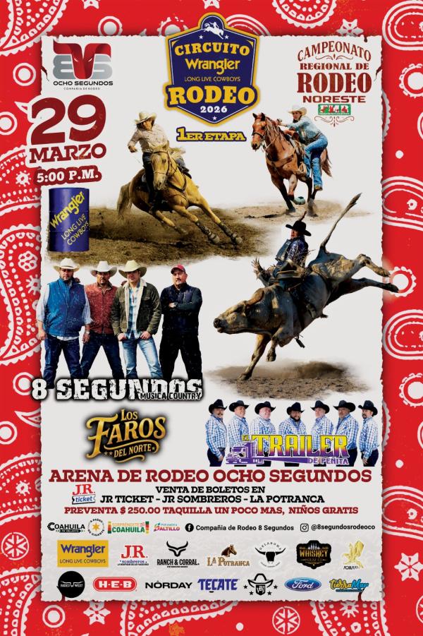 CIRCUITO RODEO WRANGLER 1RA ETAPA en la Arena 8 Segundos