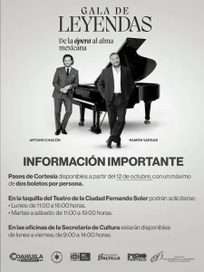 Gala de Leyendas: De la ópera al alma mexicana con Ramón Vargas y Arturo Chacón en el Teatro de la Ciudad Fernando Soler