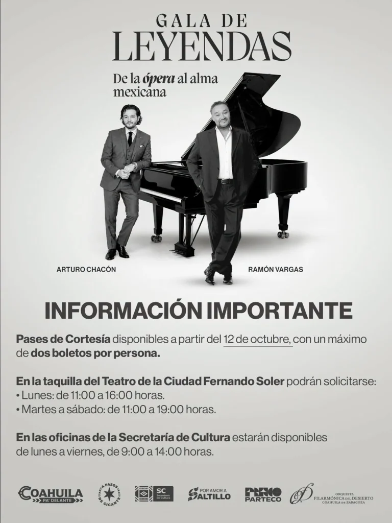 Gala de Leyendas: De la ópera al alma mexicana con Ramón Vargas y Arturo Chacón en el Teatro de la Ciudad Fernando Soler