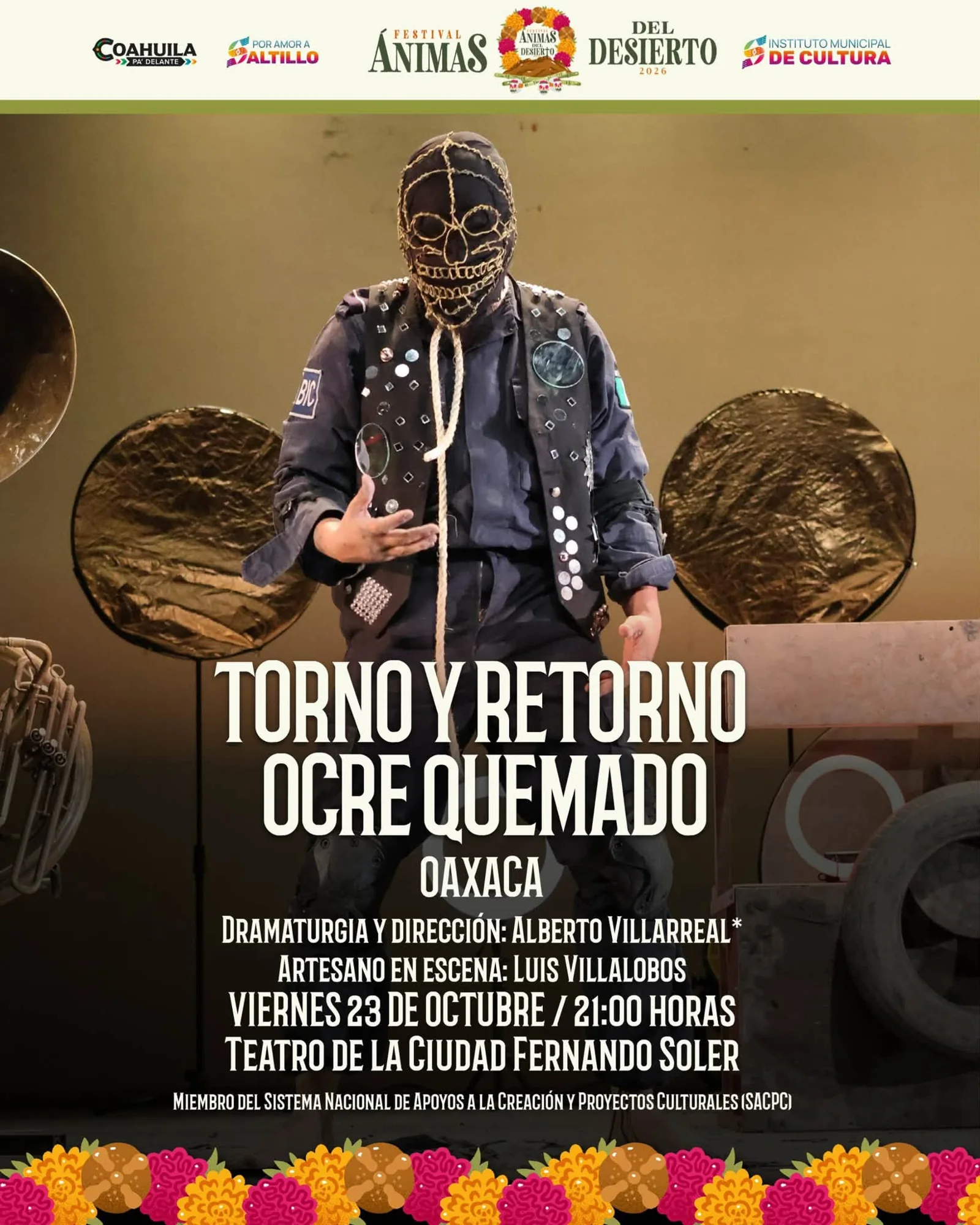 Póster de Torno y retorno ocre quemado: viernes 23 de octubre, 21:00, Teatro de la Ciudad Fernando Soler