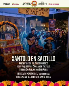 Xantolo en Saltillo, Trío Huasteco de la Orquesta de Cámara de Saltillo, en las Escalinatas de Santa Anita